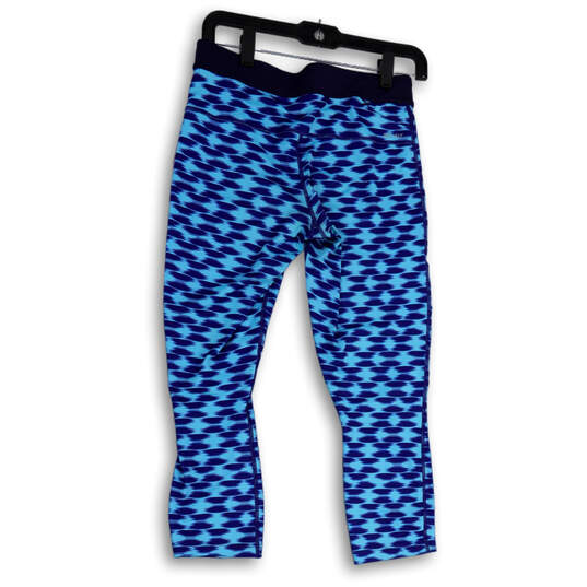 Womens Blue Dri Fit Relay Print Elastic Waist Cropped Leggings Size Medium image number 2