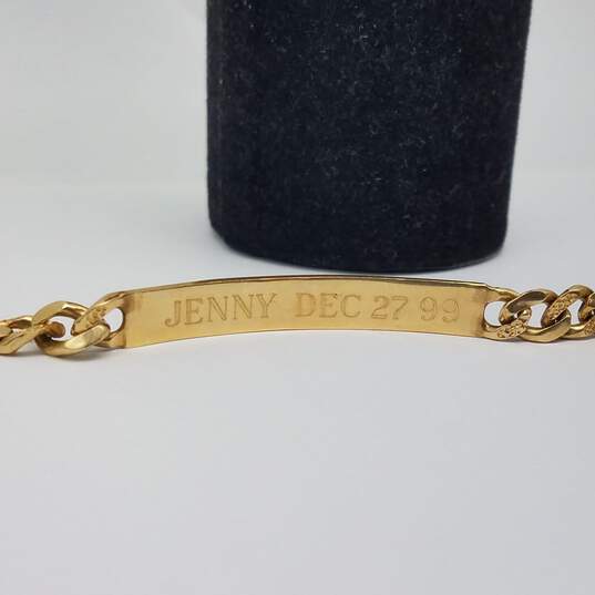 14k Gold Engraved Textured Signet Bracelet 20.0g image number 5