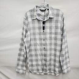 NWT Travis Matthews WM's 100% Cotton Quinella Gray & White Checker Flannel Shirt Size M