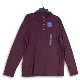 NWT Croft & Barrow Mens Purple Long Sleeve Collared Easy-Care Polo Shirt Size L