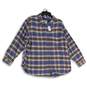 NWT American Eagle Mens Blue Orange Plaid Long Sleeve Button-Up Shirt Size L image number 1
