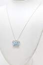 10K White Gold Blue Topaz Diamond Accent Butterfly Pendant Necklace 2.0g image number 3