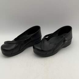 Dansko Womens Black Leather High-Heeled Round Toe Slip-On Clog Shoes Size 40 alternative image