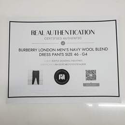 Authenticated Burberry London Navy Wool Blend Dress Pants Men's Size 46 alternative image