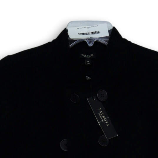 NWT Womens Black Collared Long Sleeve Double Breasted Peacoat Size Medium image number 3