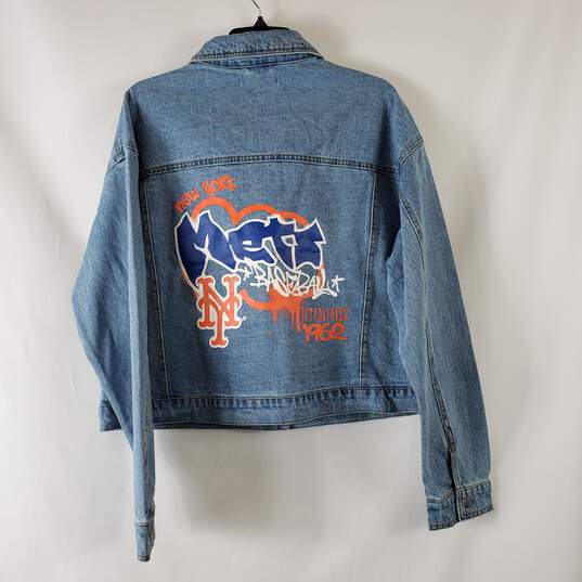 WEAR Women Blue NY Mets Denim Jacket XL NWT image number 7