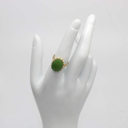 Vintage 14K Yellow Gold Oval Nephrite Ring Size 6.25 - 4.6g image number 1