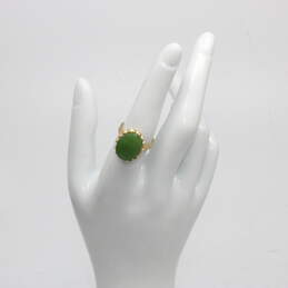 Vintage 14K Yellow Gold Oval Nephrite Ring Size 6.25 - 4.6g