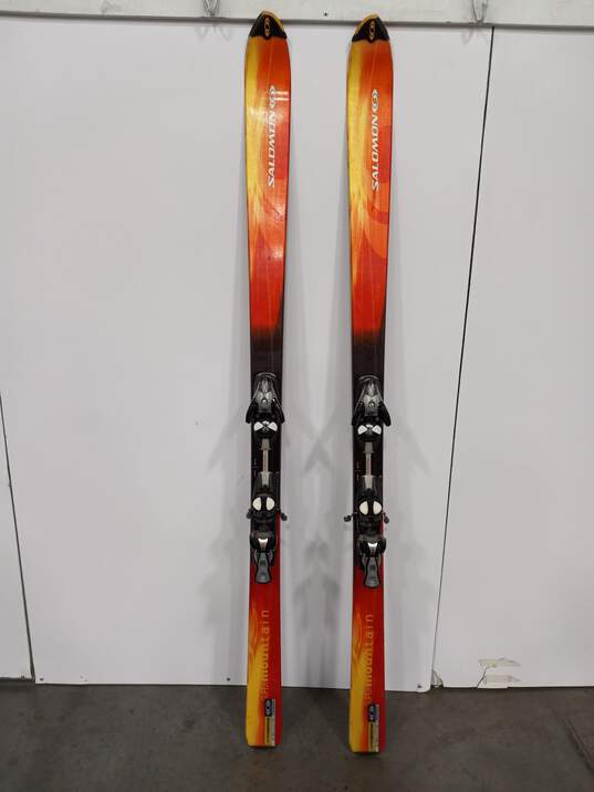 Pair of Salomon Super Mountain Ski's W/Salomon Bindings image number 1