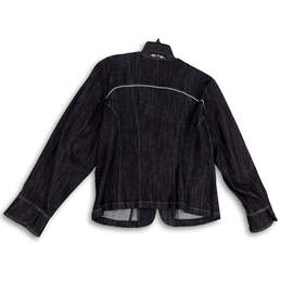 Womens Black Denim Long Sleeve Regular Fit Pockets Full-Zip Jacket Size 16W alternative image