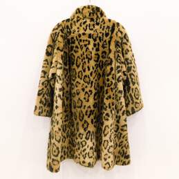Vintage Women's Faux Fur Leopard Animal Print Evening Coat USA Made alternative image