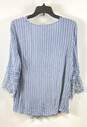 Style & Co Women Blue Striped Eyelet Blouse 1X image number 2