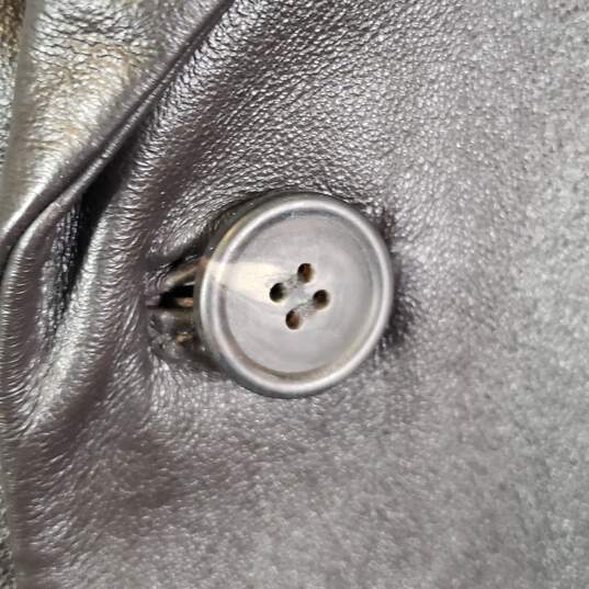 Mens Long Sleeve Notch Lapel Button Front Leather Suit Jacket Size Large image number 3