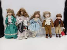 Bundle of 5 Assorted Vintage Doll w/ Stands