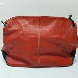 Vera Pelle Cavalieri Red & Black Pebbled Leather Hobo Shoulder Bag Tassel Accent alternative image