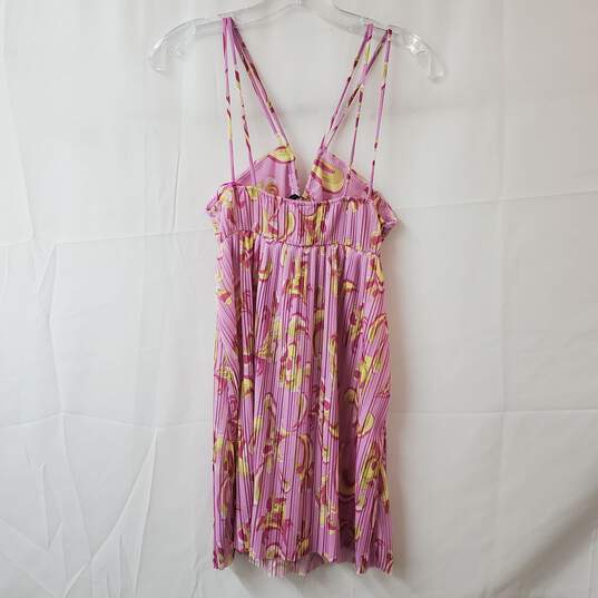 Zara Pink Floral Print Pleated Mini Sleeveless Dress Size S image number 2