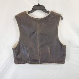 Limited Women Brown Leather Fur Vest sz M alternative image