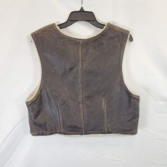 Limited Women Brown Leather Fur Vest sz M image number 2