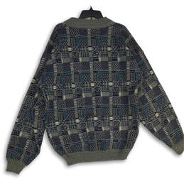 Mens Gray Blue Geometric Long Sleeve V-Neck Pullover Sweater Size 3XLT alternative image