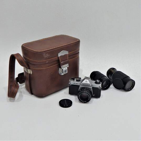 Asahi Pentax K1000 35mm Film Camera w/ 2 Extra Lens & Case image number 1