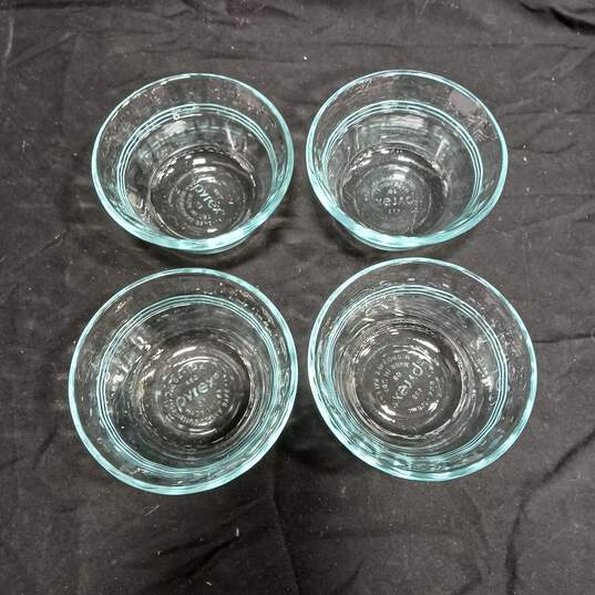 Set of 4 Pyrex Clear Turquoise 6 oz. Custard Cups image number 2