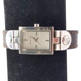 Michael Kors MK-2112 Leather & Stainless Steel 19mm Tank Watch