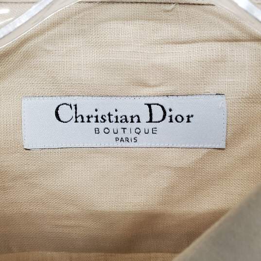 Men's Christian Dior Boutique Tan Linen Button Up L/S Shirt MN Size 16.5/42 image number 3