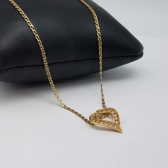 14k Gold 16 Diamond Heart Pendant Necklace 4.8g image number 3