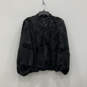 Womens Black Rabbit Fur Long Sleeve Fashionable Winter Wrap Shawl image number 1