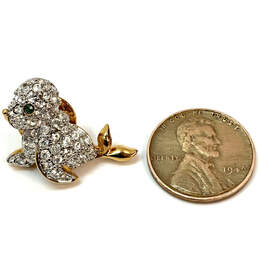 Designer Swarovski Gold-Tone Pave Crystal Cut Stone Baby Seal Lapel Pin alternative image