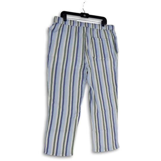 NWT Womens Multicolor Striped Flat Front Drawstring Cropped Pants Size L image number 2