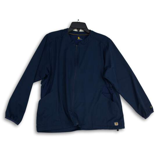 Carhartt Womens Navy Blue Long Sleeve Slash Pocket Full-Zip Jacket Size XL image number 1