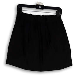 Womens Black Pleated Elastic Waist Back Zip Short A-Line Skirt Size 00