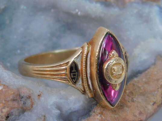 VNTG 10K Yellow Gold Pink Sapphire 1971 Class Ring 3.6g image number 3