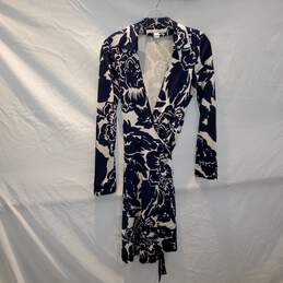 Diane Von Furstenberg Long Sleeve Floral Tie Waist Dress Size 4