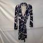Diane Von Furstenberg Long Sleeve Floral Tie Waist Dress Size 4 image number 1