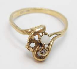 Vintage 10K Yellow Gold Seed Pearl & Diamond Accent Ring 1.5g