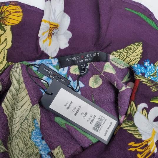 Romeo & Juliet Couture Deep Purple Long Sleeve Floral Dress NWT Women's Size M image number 3