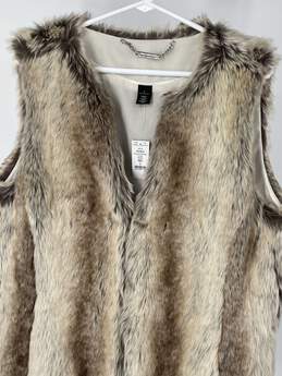 White House Black Market Womens Brown Faux Fur Vest Size Large T-0503687-T alternative image