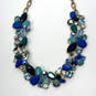 Designer J. Crew Gold-Tone Blue Mixed Stones Fashion Statement Necklace image number 2