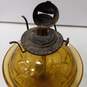Vintage Amber Depression Glass Pedestal Oil Lamp image number 4