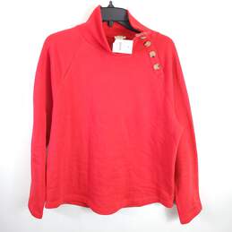 J Crew Women Red Asymmetrical Sweatshirt L NWT