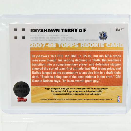 2007-08 Reyshawn Terry Topps Rookie Photo Shoot Certified Autographs Mavericks image number 4