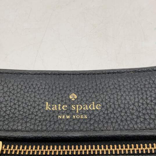 Kate Spade New York Womens Black Leather Pocket Adjustable Strap Crossbody Bag image number 5