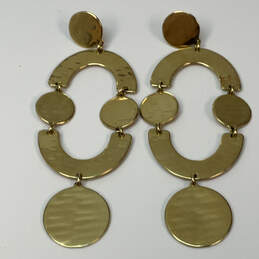 Designer J.Crew Gold-Tone Hammered Fancy Geometric Chandelier Earrings