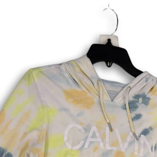 Womens White Tie Dye Long Sleeve Pullover Cropped Hoodie Size Small image number 3