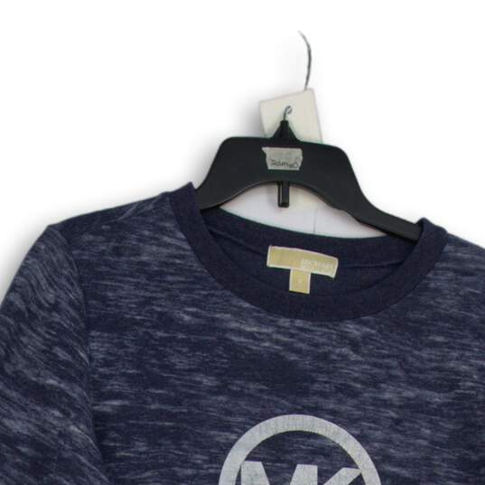 Michael Kors Womens Blue Silver Long Sleeve Pullover T-Shirt Size Small image number 3
