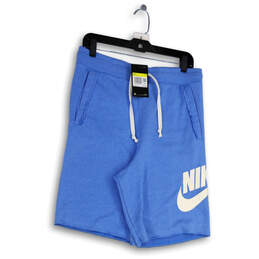 NWT Mens Blue Elastic Waist Drawstring Pockets Sweat Shorts Size Small