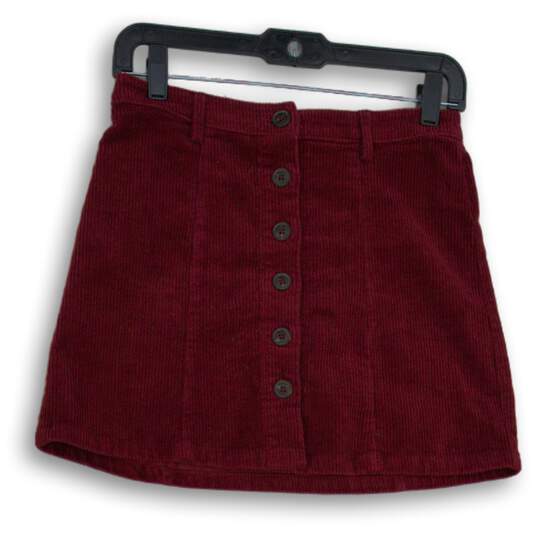 Forever 21 Womens Red Corduroy Front Button Mini Skirt Size Small image number 1
