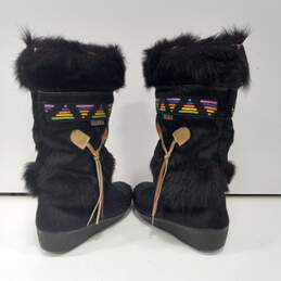 VTG Technica Italy Made Fur Black Winter Boots EU Size 39 alternative image